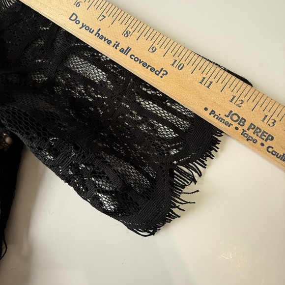 Tacera Black Lace Dress Womens Large Nude Lined Cocktail Party Belted - Picture 5 of 10